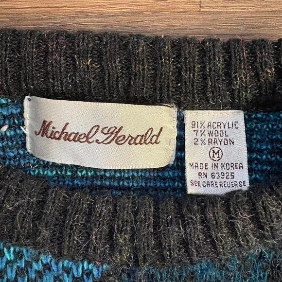 Vintage Michael Gerald Wool Blend Mens Crewneck Sweater, Size M, Argyle Pattern - Picture 3 of 5
